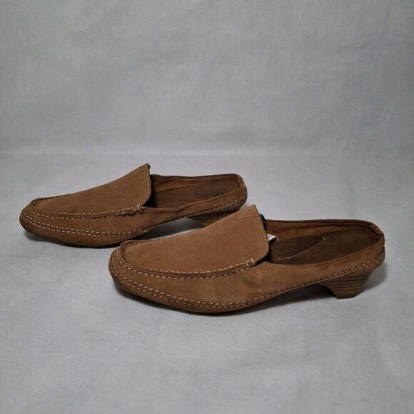 Merona Sox-Tab Heeled Brown Leather Mules Clogs Slip on Shoes Women's 8.5 - Picture 3 of 8